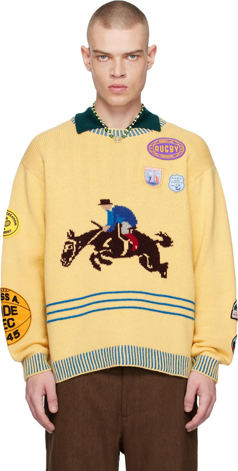 Yellow Jockey Sweater by BODE