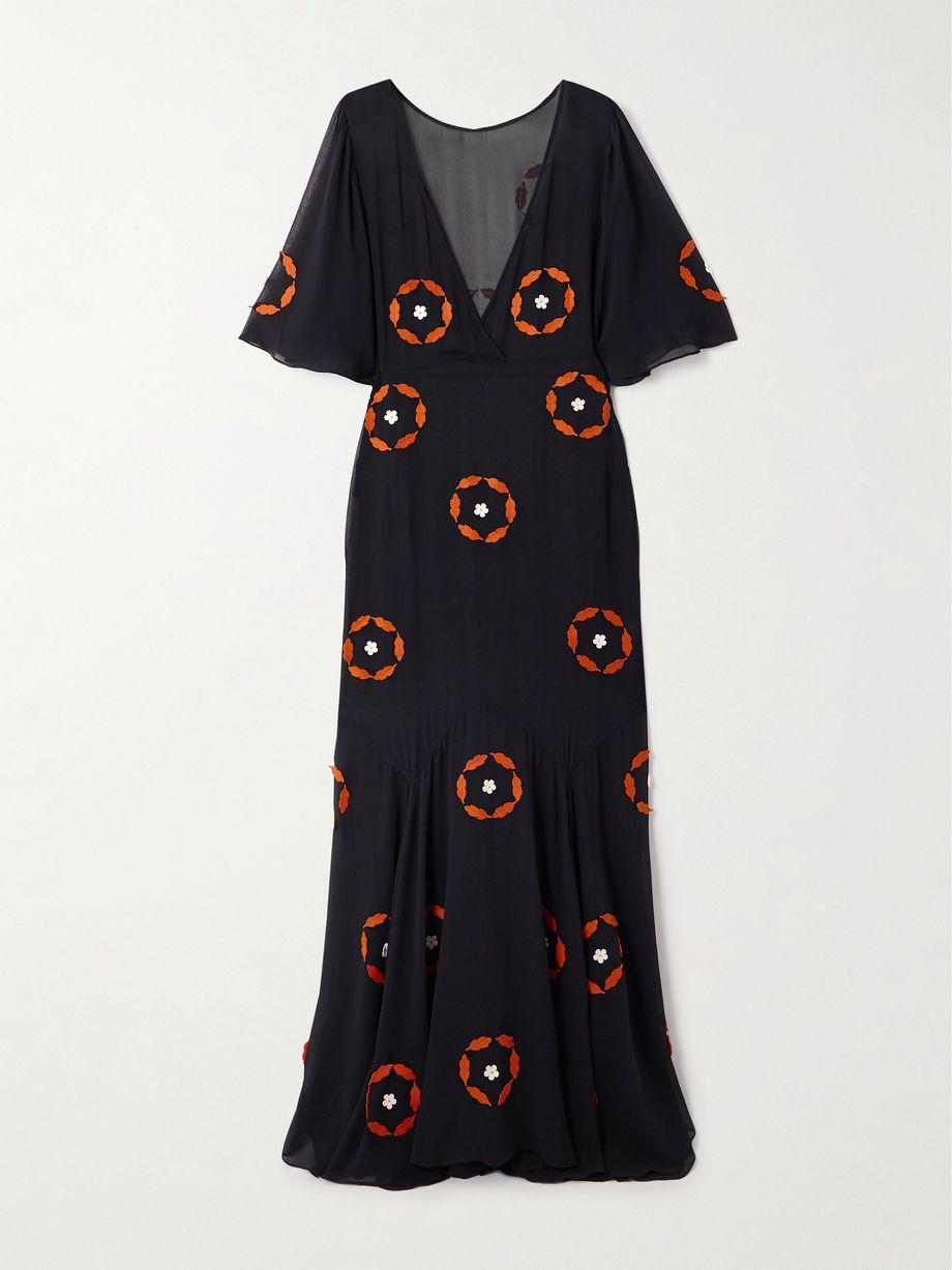 Zoetrope appliquéd silk-chiffon maxi dress by BODE