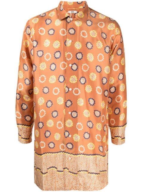 all-over graphic print silk shirt by BODE