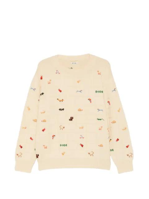animal-embroidery sweater by BODE