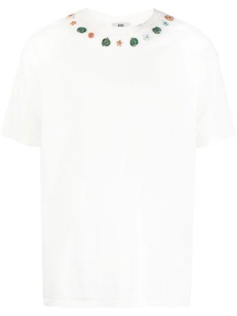beaded floral appliqué T-shirt by BODE