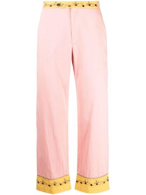 crystal-embellished cropped trousers by BODE