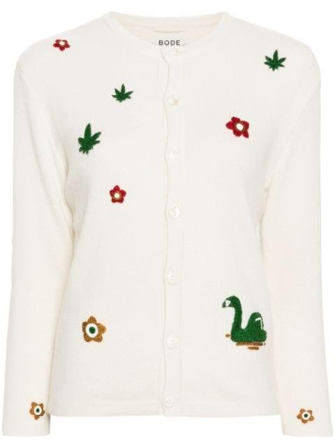embroidered-design crew-neck cardigan by BODE
