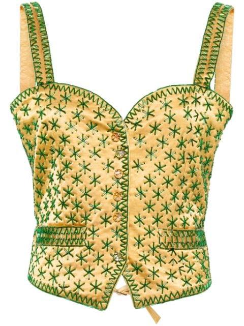 embroidered-design tank top by BODE