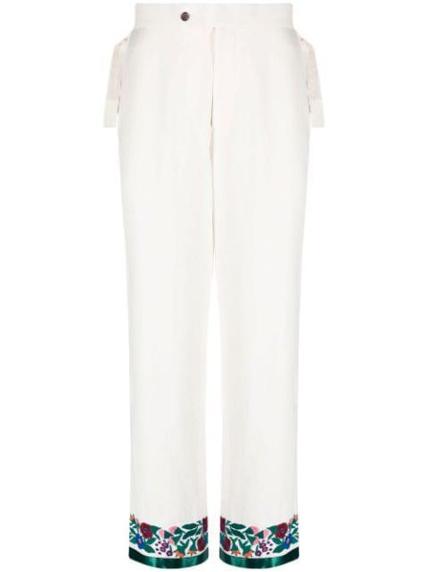 embroidered-hem detail trousers by BODE