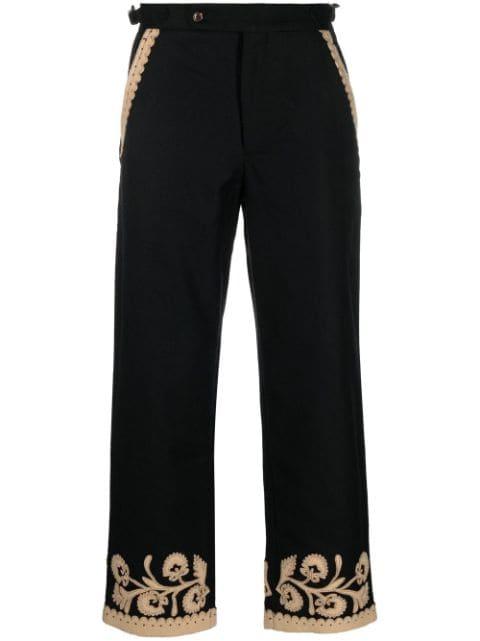 embroidered-hem detail trousers by BODE