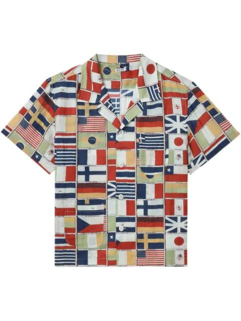 flag-print linen shirt by BODE