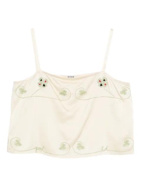 floral-embroidered tank top by BODE