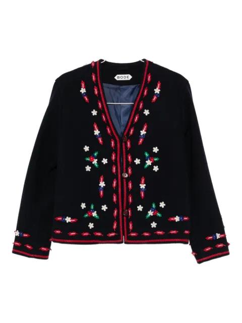 flower appliqué V-neck knitwear by BODE