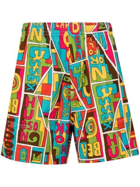 graphic-print bermuda cotton shorts by BODE