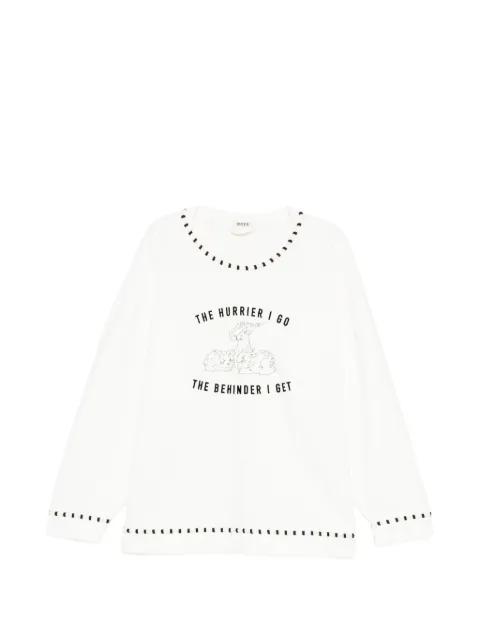 graphic-print whipstitch-trim sweater by BODE