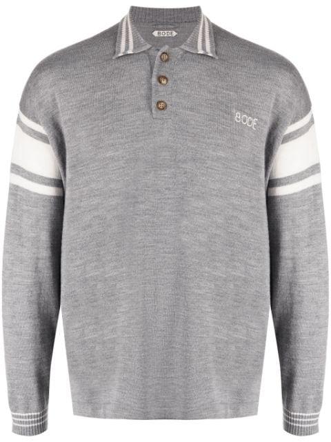 logo-embroidered striped polo shirt by BODE