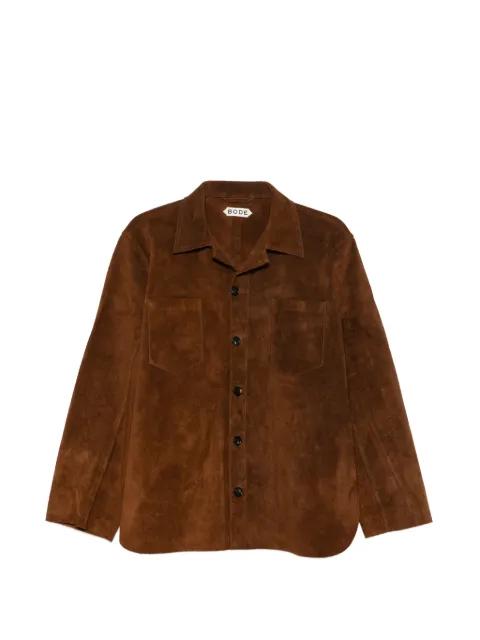 patch pocket suede overshirt by BODE