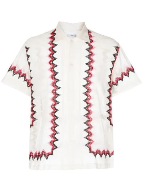 zigzag-embroidered shirt by BODE