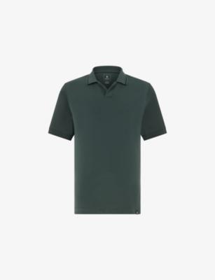 Contrast-Trim Open-Collar Cotton-Blend Piqué Polo Shirt by BOGGI MILANO