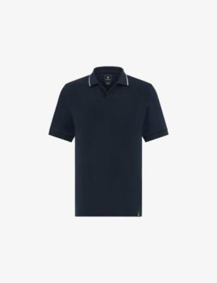Contrast-Trim Open-Collar Cotton-Blend Piqué Polo Shirt by BOGGI MILANO