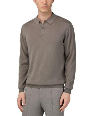 Extrafine Merino Wool Long Sleeve Knitted Polo Shirt by BOGGI MILANO