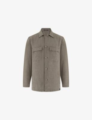 Flap-Pocket Washed Linen Overshirt by BOGGI MILANO