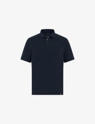 High-Performance Short-Sleeve Zip S-Cafè® Yarn Cotton Piqué Polo Shirt by BOGGI MILANO