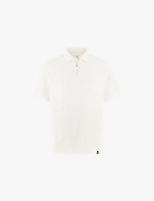 High-Performance Short-Sleeve Zip S-Cafè® Yarn Cotton Piqué Polo Shirt by BOGGI MILANO