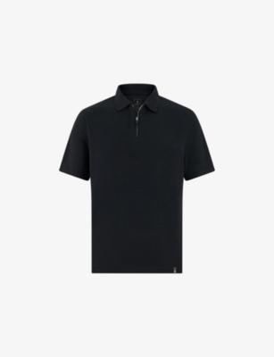 High-Performance Short-Sleeve Zip S-Cafè® Yarn Cotton Piqué Polo Shirt by BOGGI MILANO