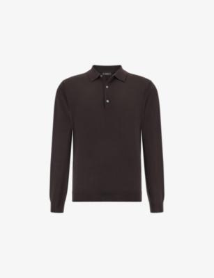 Long-Sleeve Knitted Merino-Wool Polo Shirt by BOGGI MILANO Long-Sleeve Knitted Merino-Wool Polo Shirt by BOGGI MILANO