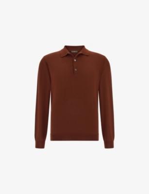 Long-Sleeve Knitted Merino-Wool Polo Shirt by BOGGI MILANO