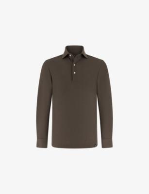 Long-Sleeved Cotton-Blend Polo Shirt by BOGGI MILANO
