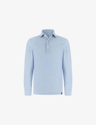 Long-Sleeved Cotton-Blend Polo Shirt by BOGGI MILANO