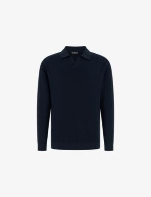Long-Sleeved Knitted Cotton-Blend Polo Shirt by BOGGI MILANO