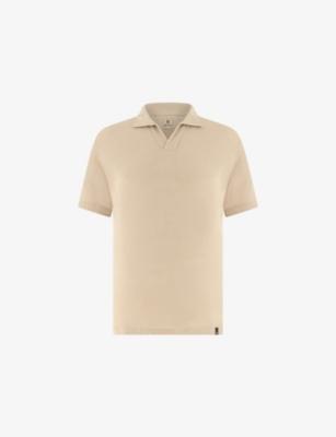 Open-Collar Regular-Fit Stretch-Linen Polo Shirt by BOGGI MILANO