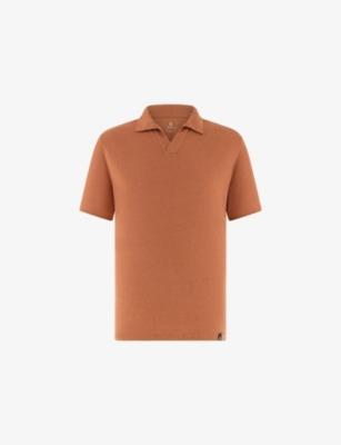 Open-Collar Regular-Fit Stretch-Linen Polo Shirt by BOGGI MILANO