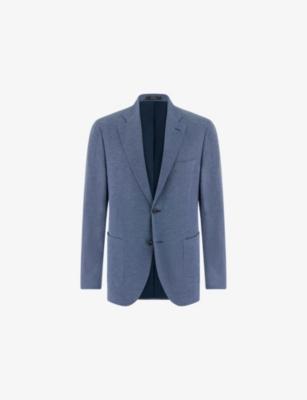 Pinpoint Single-Breasted Cotton-Blend Blazer by BOGGI MILANO