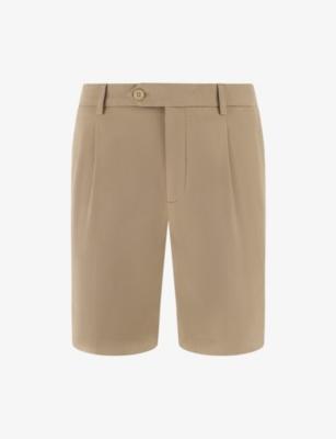 Pleated-Front Straight-Leg Stretch Cotton-Blend Shorts by BOGGI MILANO
