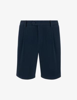 Pleated-Front Straight-Leg Stretch Cotton-Blend Shorts by BOGGI MILANO