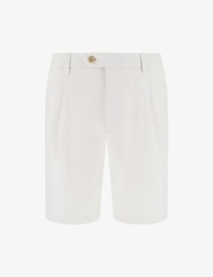 Pleated-Front Straight-Leg Stretch Cotton-Blend Shorts by BOGGI MILANO