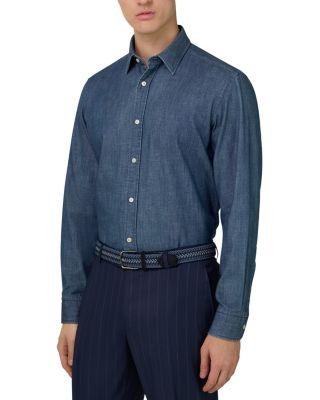 Regular Fit Cotton Denim Shirt by BOGGI MILANO
