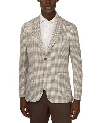 Regular Fit Gingham Linen Blazer by BOGGI MILANO