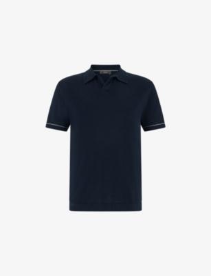 Short-Sleeve Cotton Crêpe Knit Polo Shirt by BOGGI MILANO