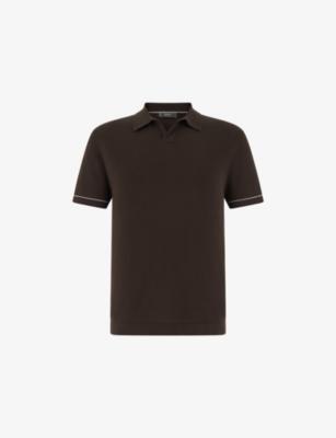 Short-Sleeve Cotton Crêpe Knit Polo Shirt by BOGGI MILANO