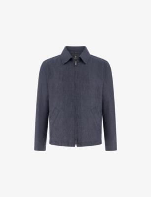 Side-Pocket Linen-Blend Bomber Jacket by BOGGI MILANO