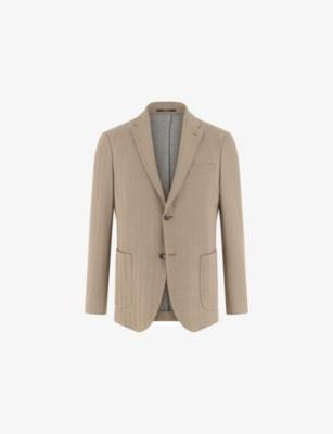 Single-Breasted Herringbone Cotton-Blend Blazer by BOGGI MILANO