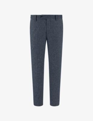 Straight Slim-Fit Stretch Cotton and Linen-Blend Trousers by BOGGI MILANO