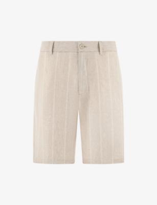Striped Straight-Leg Linen Shorts by BOGGI MILANO