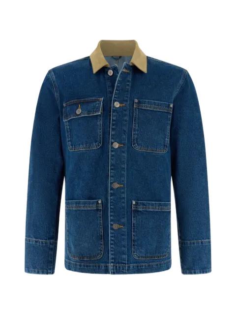 collared denim shirt jacket by BOGGI MILANO