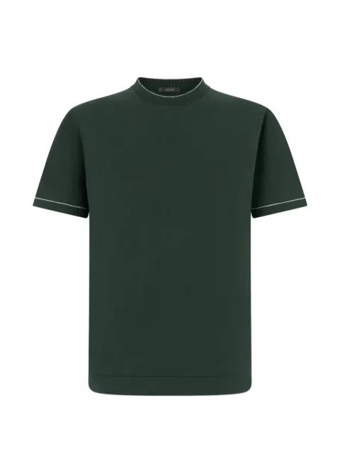 contrast-detail crepe-knit T-shirt by BOGGI MILANO