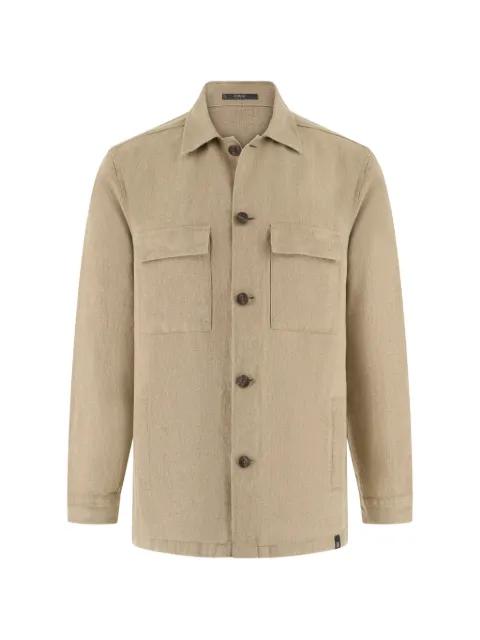 linen patch-pocket shirt jacket by BOGGI MILANO