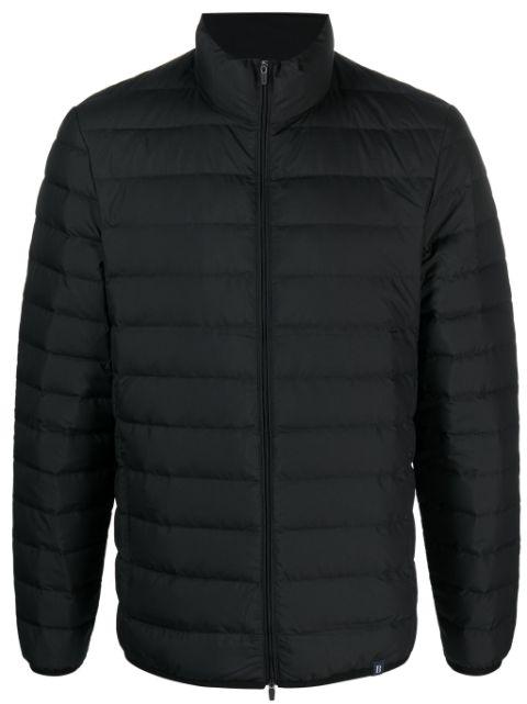 logo-embroidered zip-up quilted jacket by BOGGI MILANO