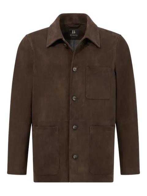 shirt collar leather jacket by BOGGI MILANO