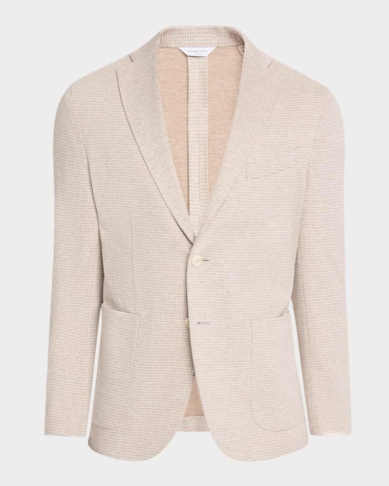 Men's Cotton and Linen Houndstooth Single-Breasted Sport Coat by BOGLIOLI
